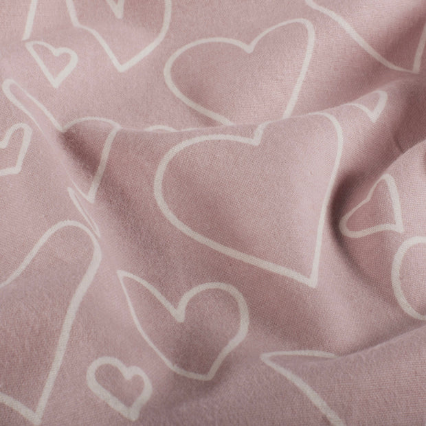 Flanelle tissu cœurs Nude