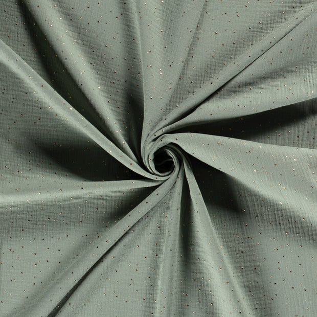 Double gaze tissu Menthe foncée dew drops 