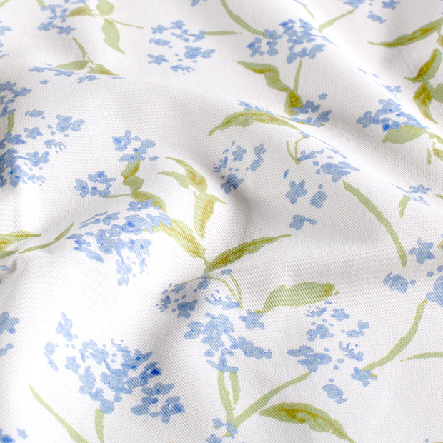 Sergé tissu fleurs Bleu bébé