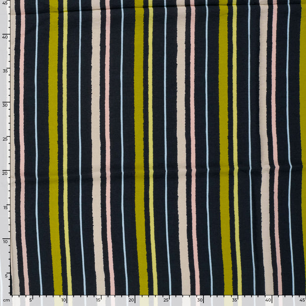 Viscose Nylon Crepe fabric Stripes Navy