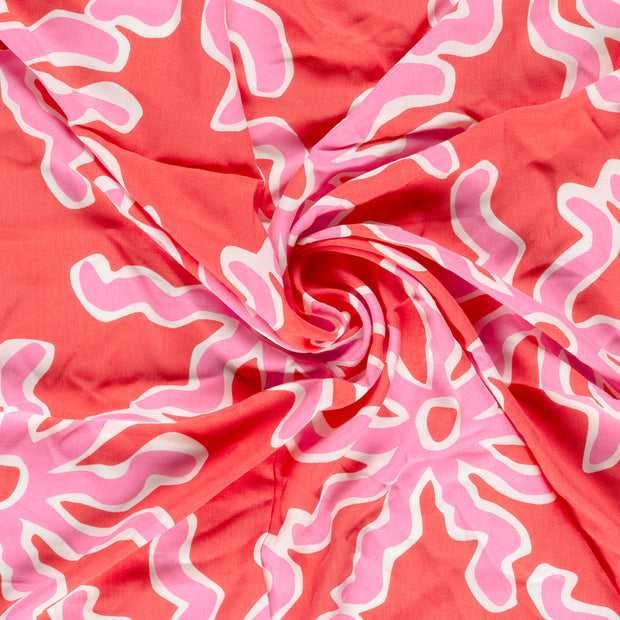 Bambou Poplin tissu Rose imprimé 