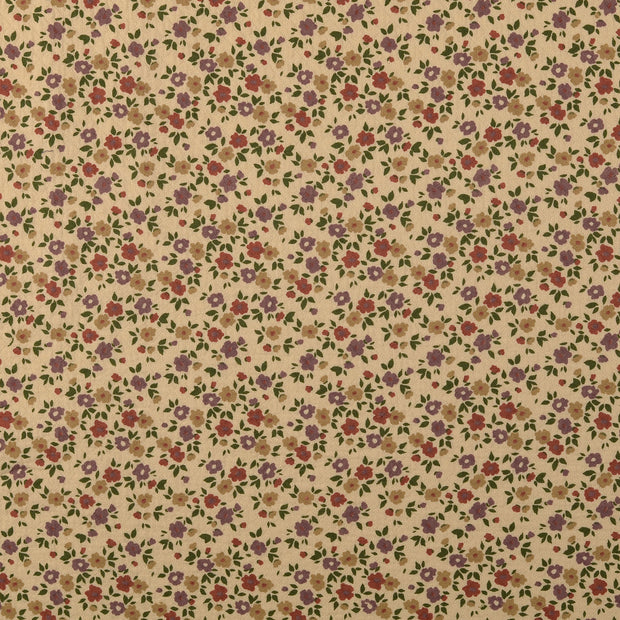 Popeline de Coton tissu fleurs Nude