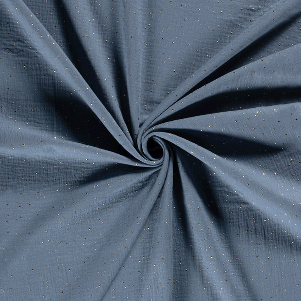 Double gaze tissu Indigo dew drops 