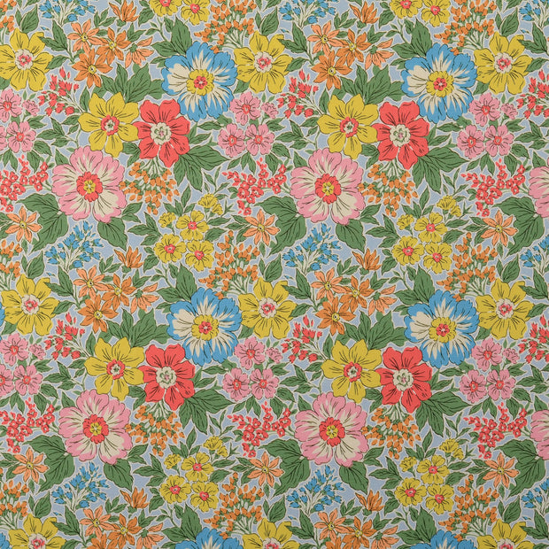 Sergé tissu fleurs Multicolore