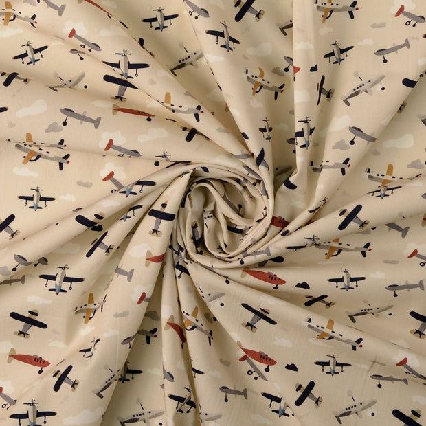 Popeline de Coton tissu Blanc cassé 