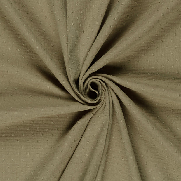 Muslin fabric Olive Green dobby 