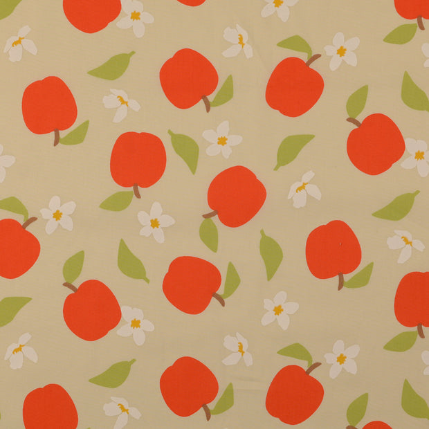 Cotton Poplin fabric Apples Yellow