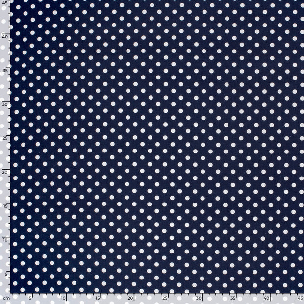 Cotton Poplin fabric Dots Navy