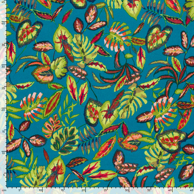 Polyester Bubble fabrik Blatter Petrol