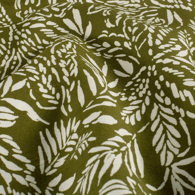 Viscose Nylon Crepe fabric Leaves Khaki Green