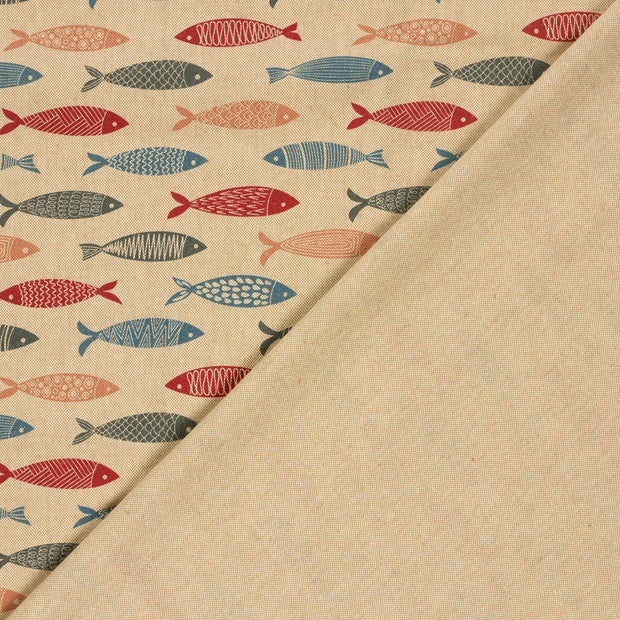 Aspect Lin tissu poissons imprimé numérique 