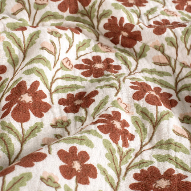 Double gaze tissu fleurs Blanc cassé