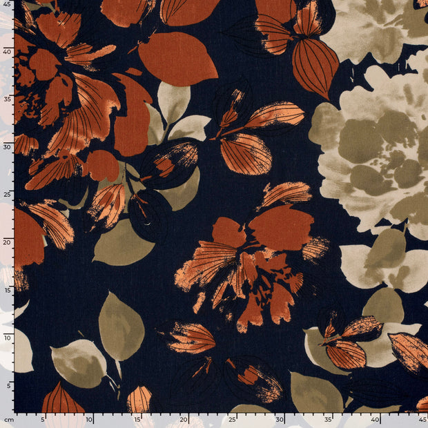 Borken Crepe fabric Abstract Navy