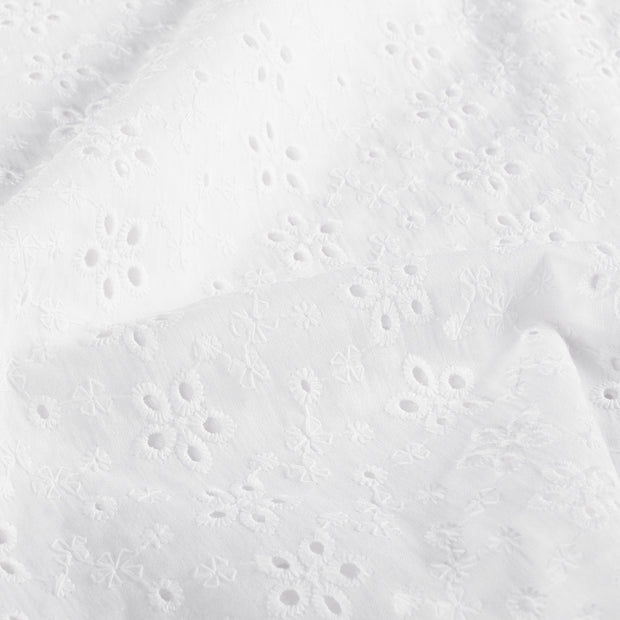 Cotton Poplin fabric Flowers White
