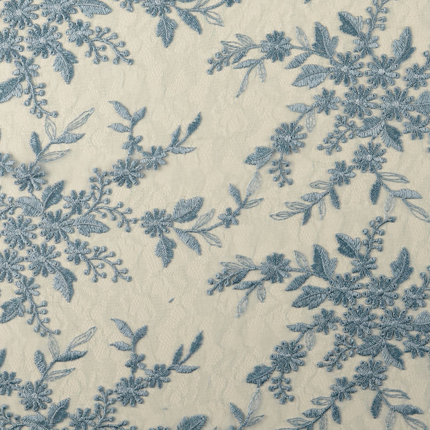 Dentelle tissu fleurs Bleu clair