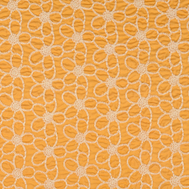 Popeline de Coton tissu fleurs Ocre