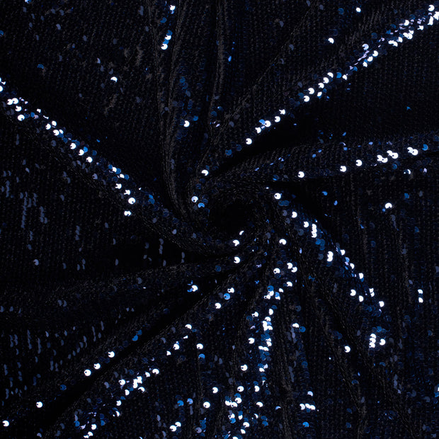 Velours tissu Bleu Marine Paillettes 