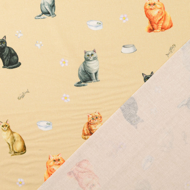 Cretonne fabric Beige digital printed 