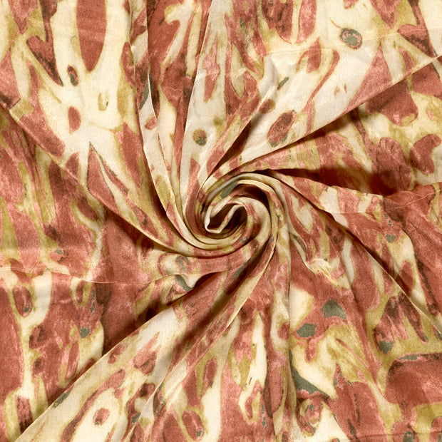 Satin Velvet fabrik Beige bedruckt 