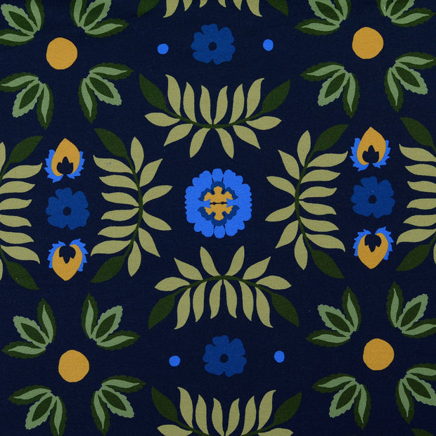 French Terry tissu fleurs Bleu clair