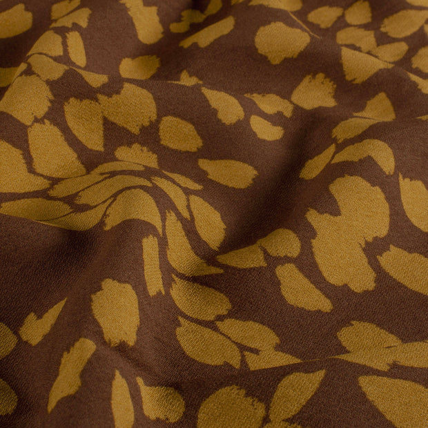 Viscose Nylon Crepe fabric Flowers Oker