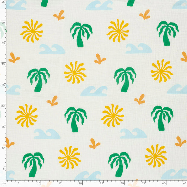 Double gaze tissu Palmier Blanc cassé