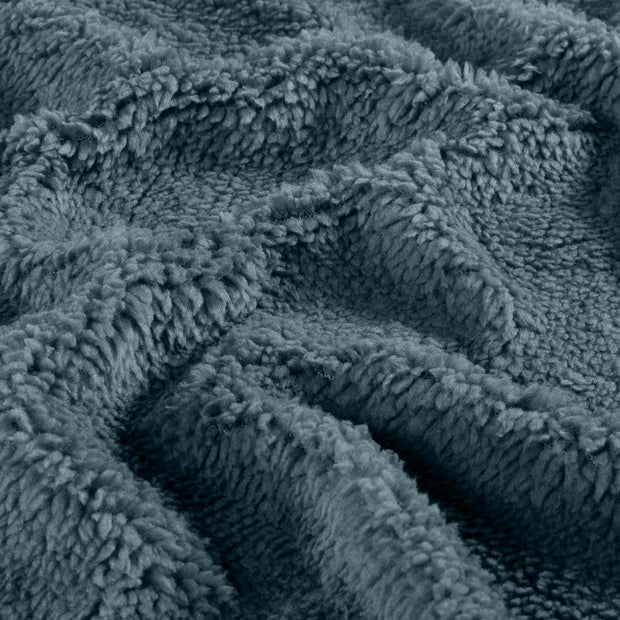 Sherpa Fleece fabrik Uni Stahlblau