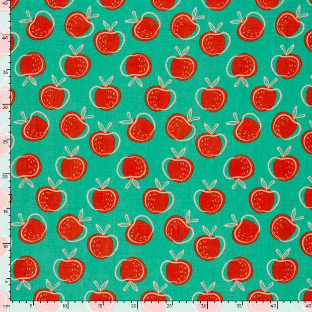 Double gaze tissu pommes Menthe foncée