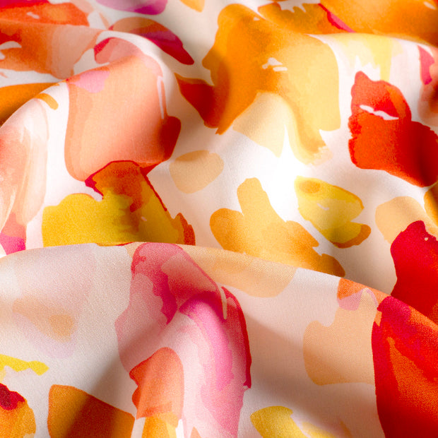 Viscose Poplin fabric Abstract Orange