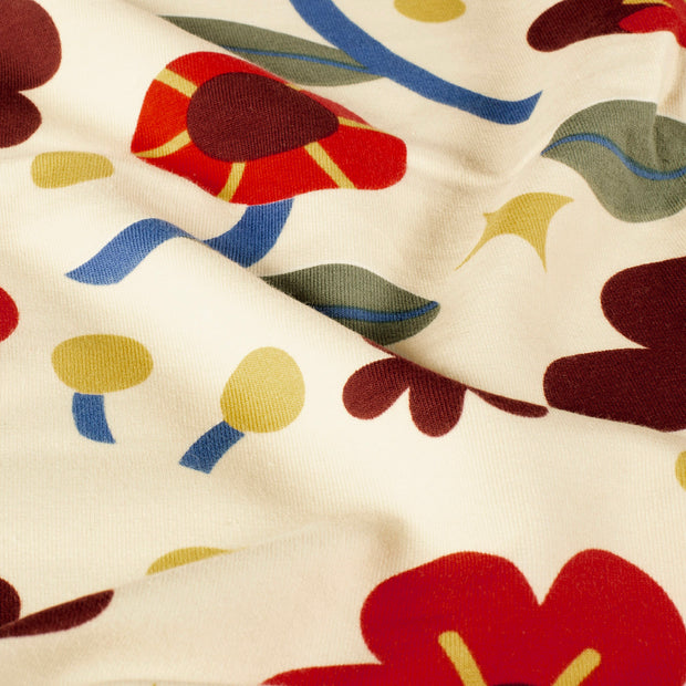 French Terry tissu fleurs Beige