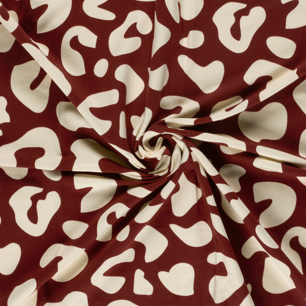 French Terry fabric Dark Red digital printed 