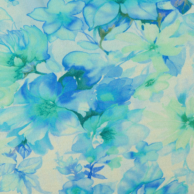 Heavy Knit fabrik Blumen Hellblau