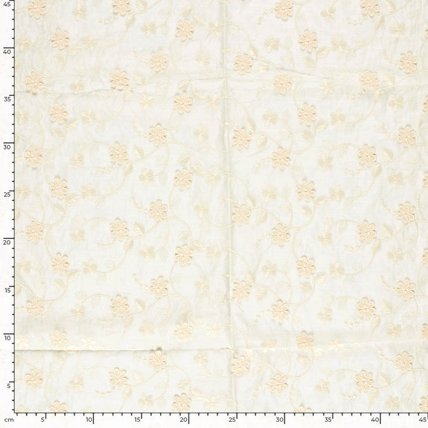 Chiffon tissu fleurs Blanc cassé