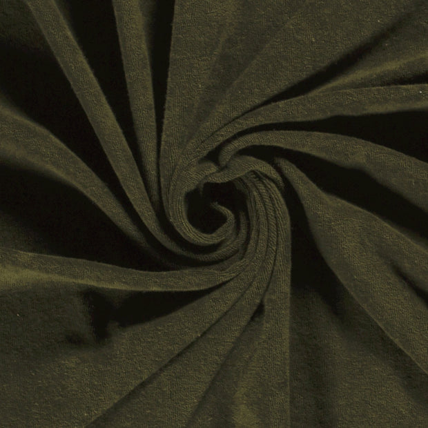 Stretch terry fabric Unicolour Khaki Green