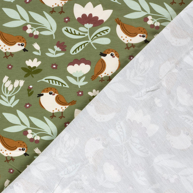 French Terry fabric Birds digital printed 