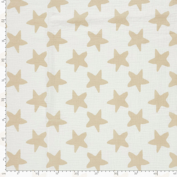 Muslin fabric Stars Off White
