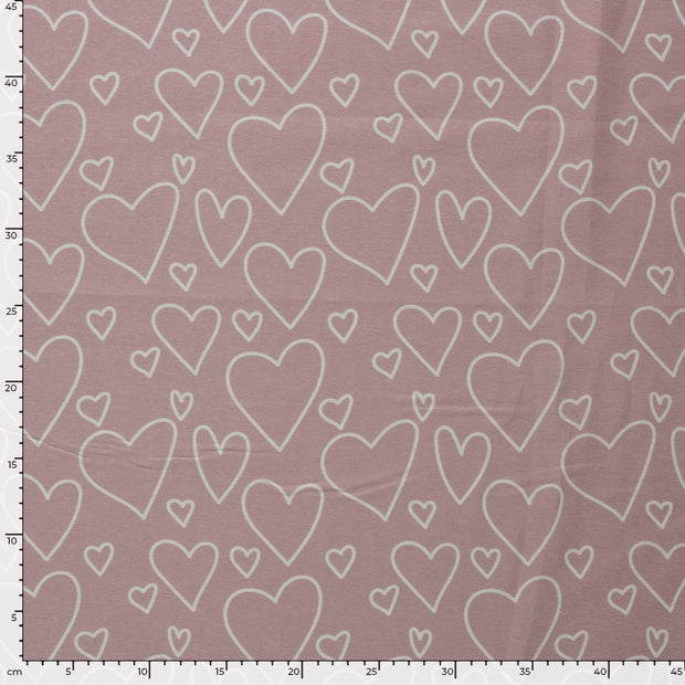 Flanelle tissu cœurs Nude