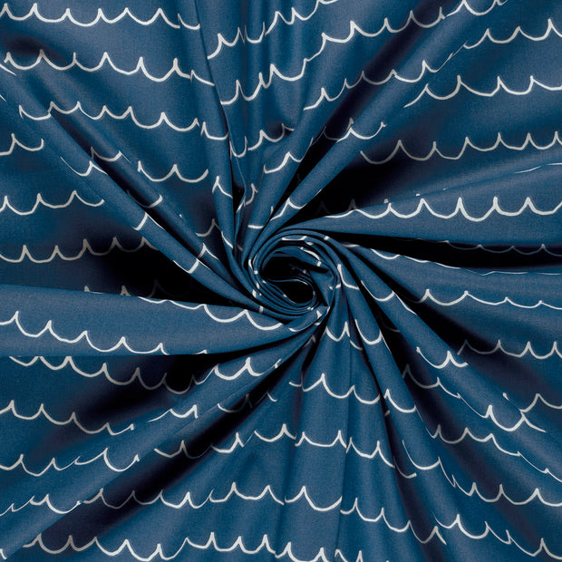 Cotton Poplin fabric Cobalt printed 