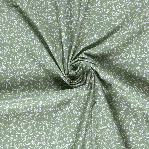 Cotton Poplin fabric Olive Green digital printed 