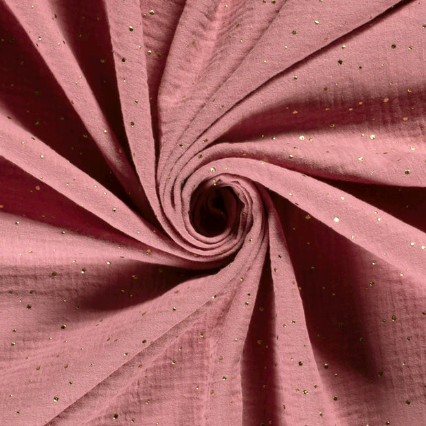 Double gaze tissu pois Rose clair