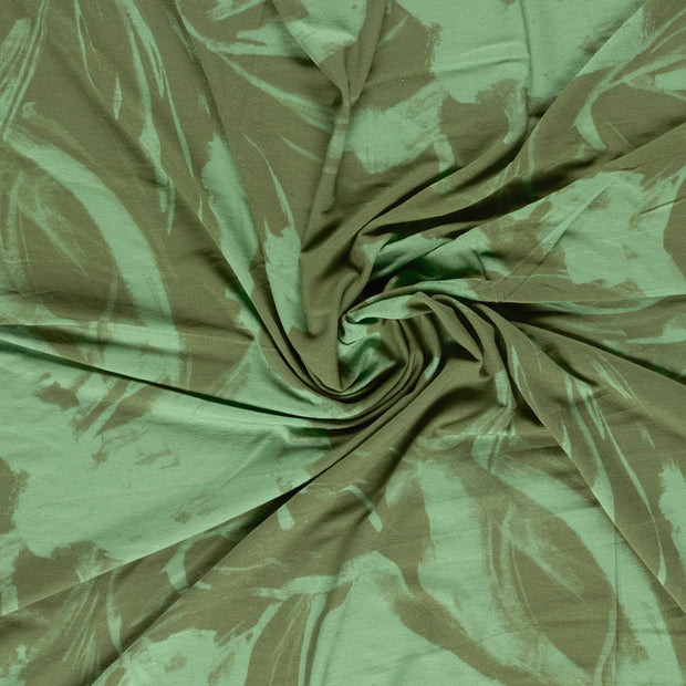Viscose Jersey fabric Olive Green printed 
