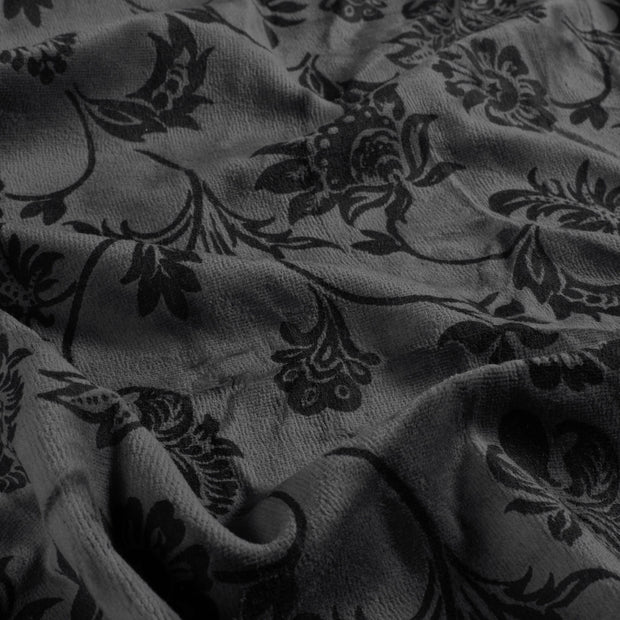 Nicky velours tissu fleurs Gris foncé