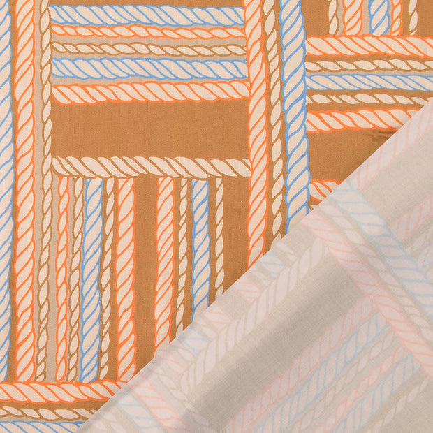 Viscose Satin tissu beige imprimé numérique 