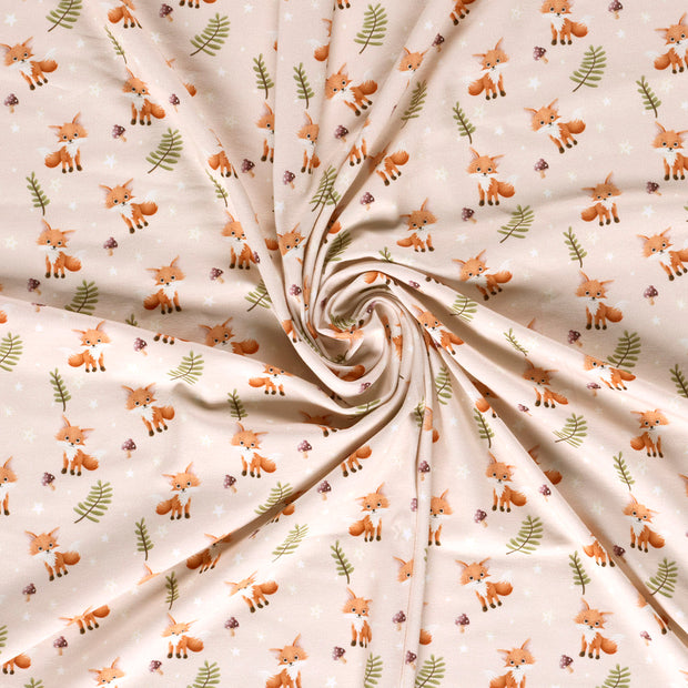 Jersey tissu Beige imprimé numérique 
