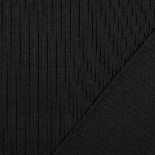Rib Jersey tissu noir 