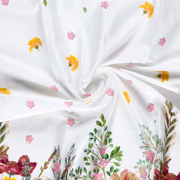 Cotton Satin fabric Yellow digital printed 