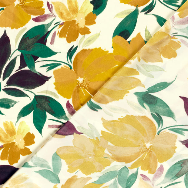Satin Duchesse fabric Flowers printed 
