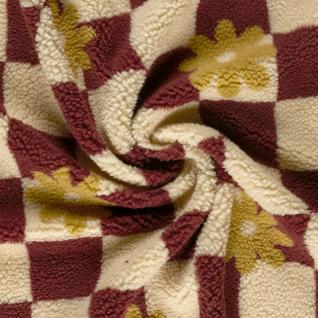 Sherpa Fleece fabric Beige printed 