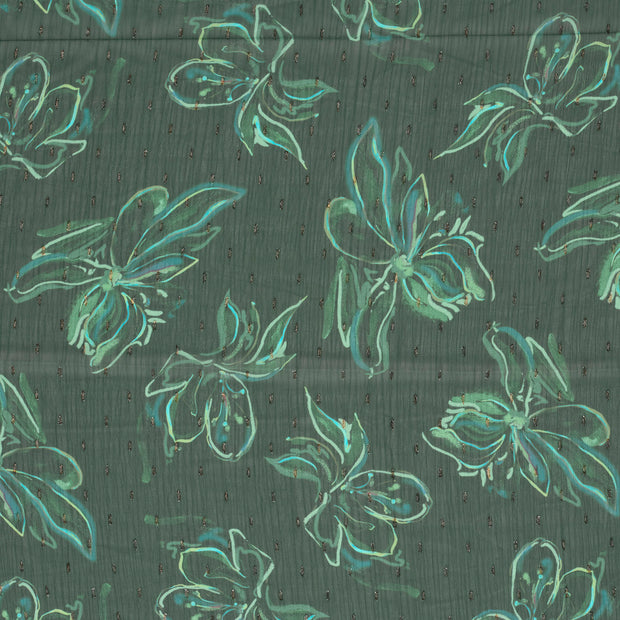 Chiffon fabrik Petrol halb transparent 