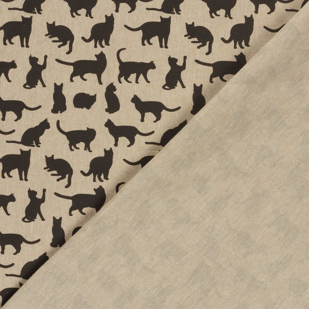 Linen Look fabric Cats digital printed 